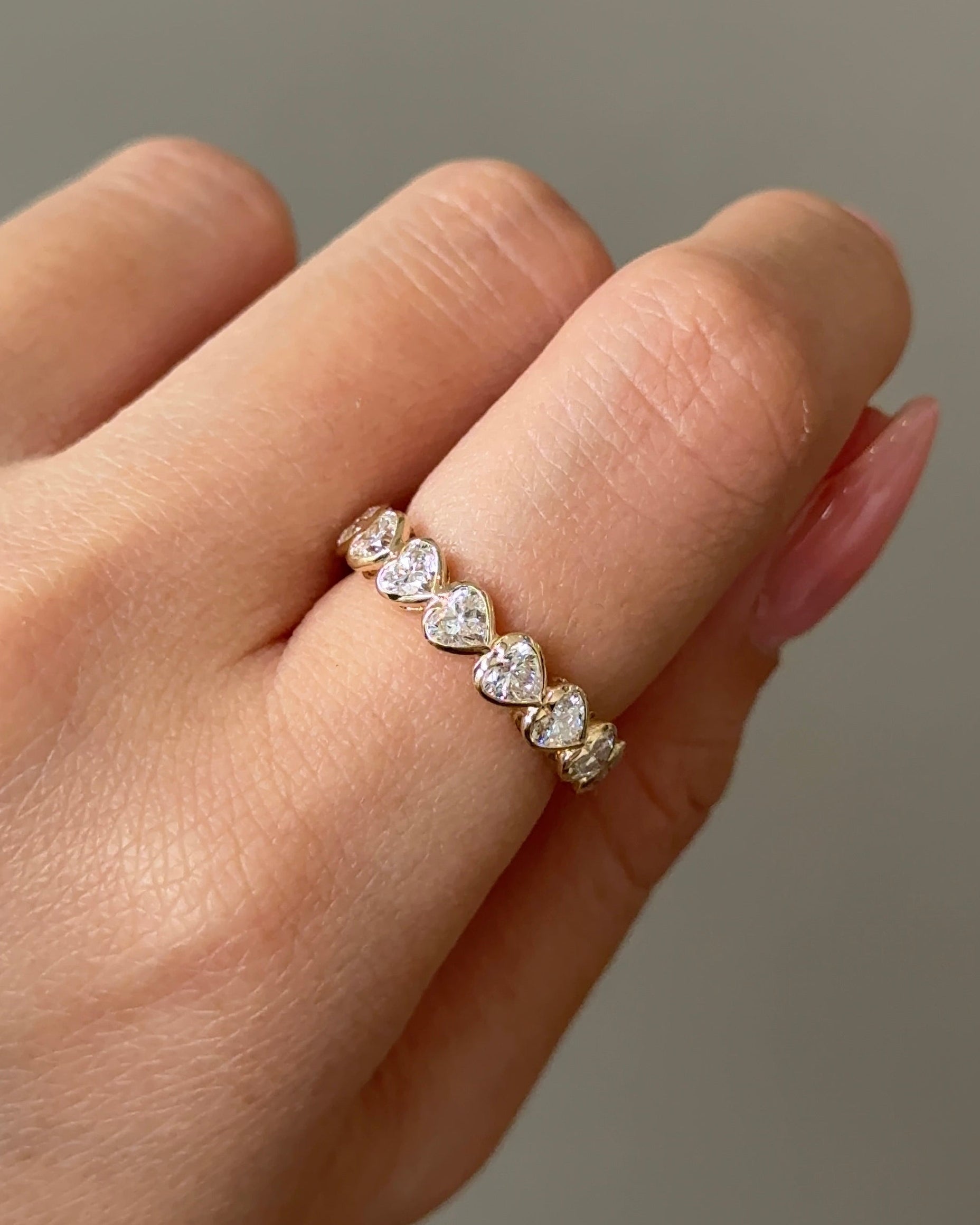 15 Pointer Heart Cut Diamond  Bezel Half Eternity Ring