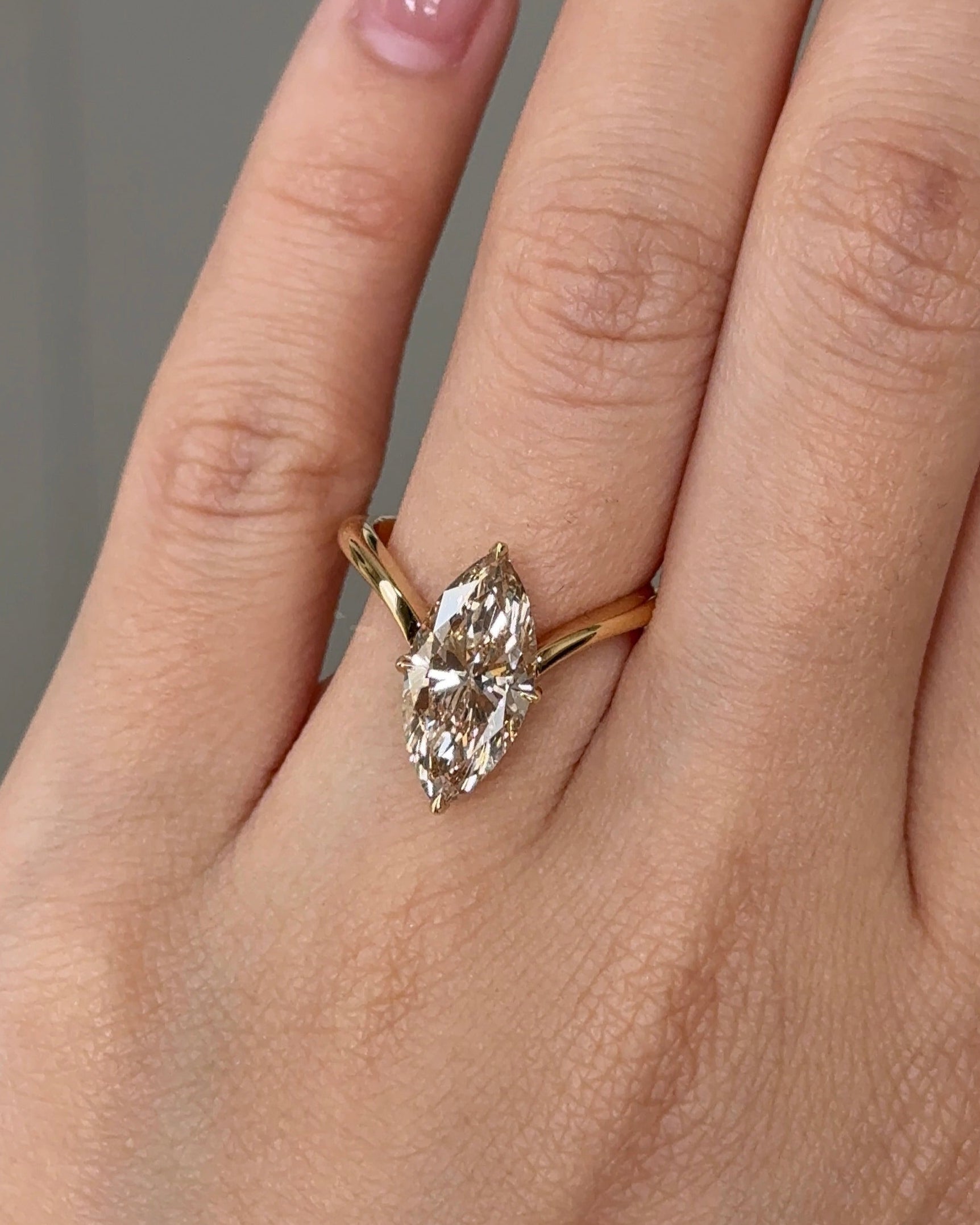 2.79 carats Marquise Cut Diamond Solitaire Ring with Round cut Diamond Open Curvy Stacking Band