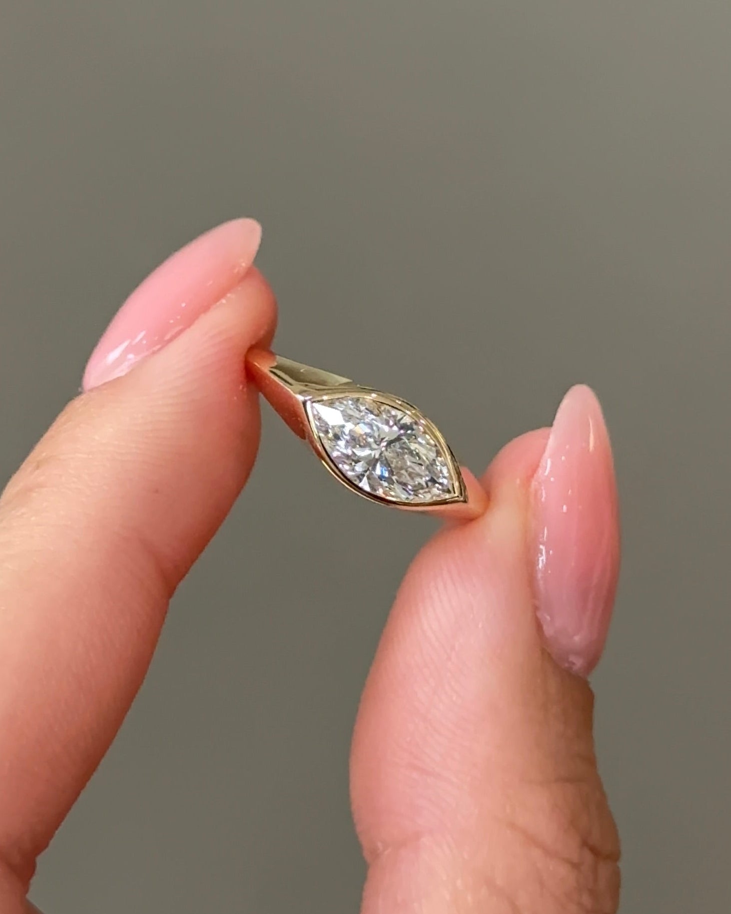 1 carats Marquise cut Diamond Bezel XL Pinky Ring