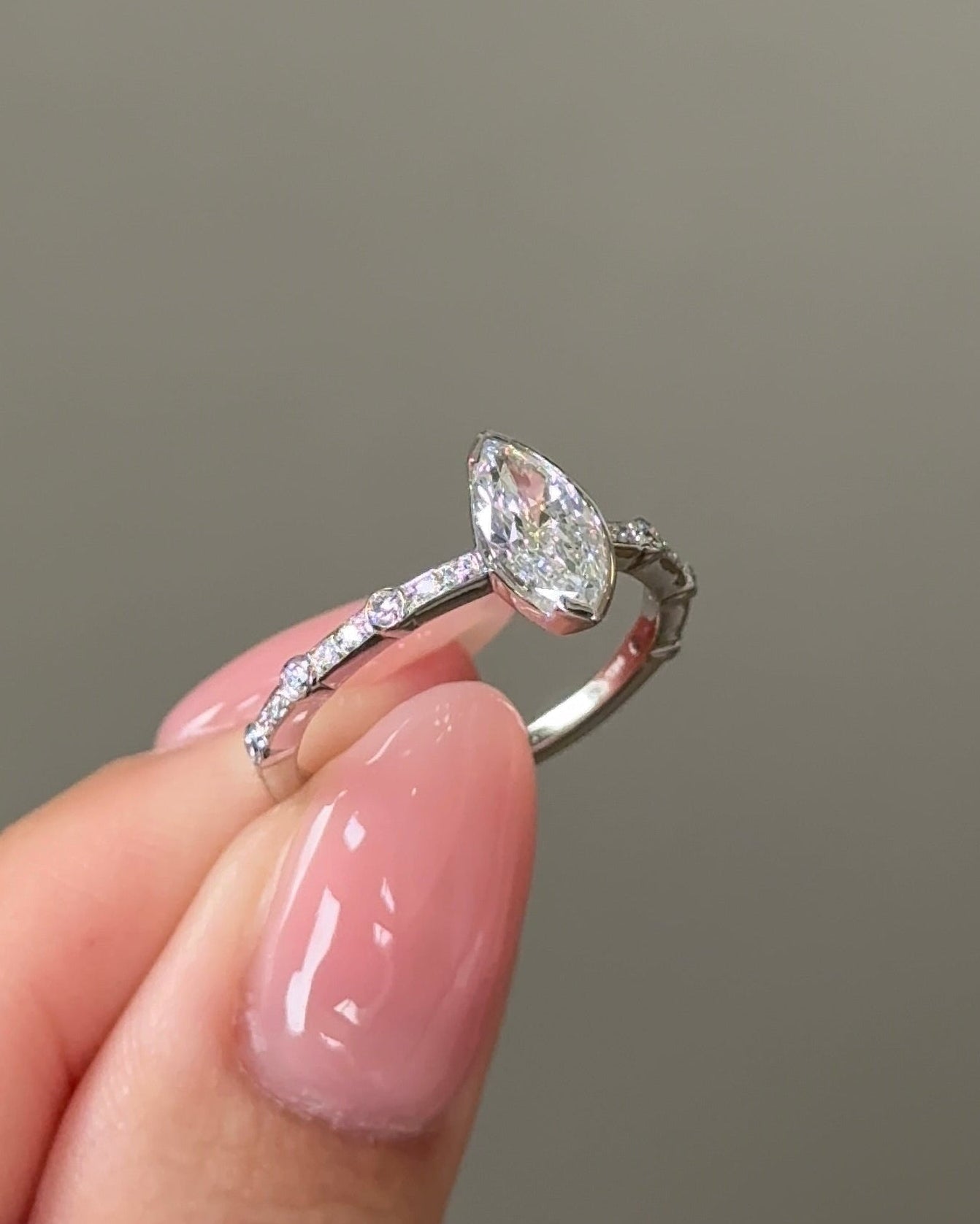 70 Pointer Marquise cut Diamond Bezel Arc Ring