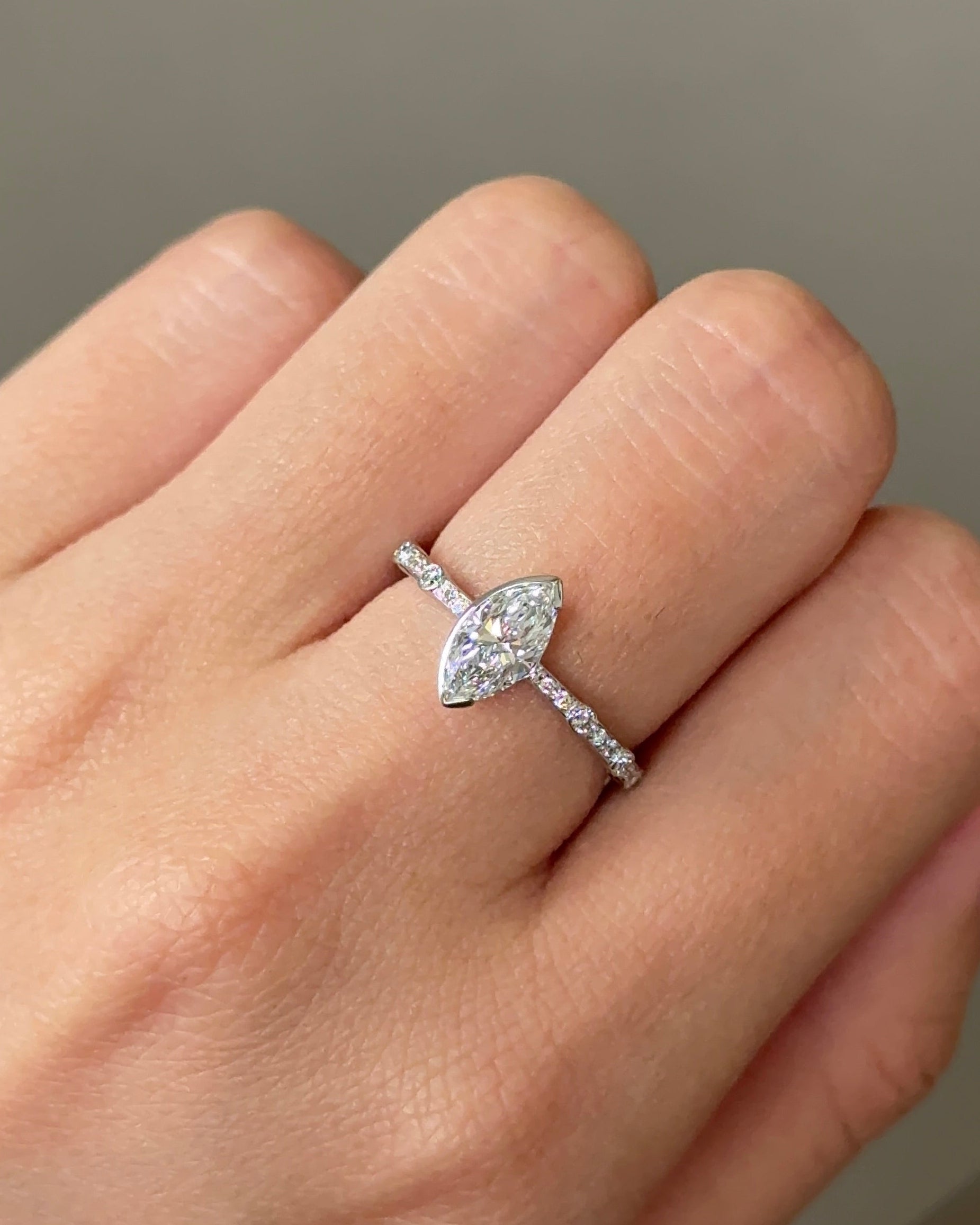 70 Pointer Marquise cut Diamond Bezel Arc Ring