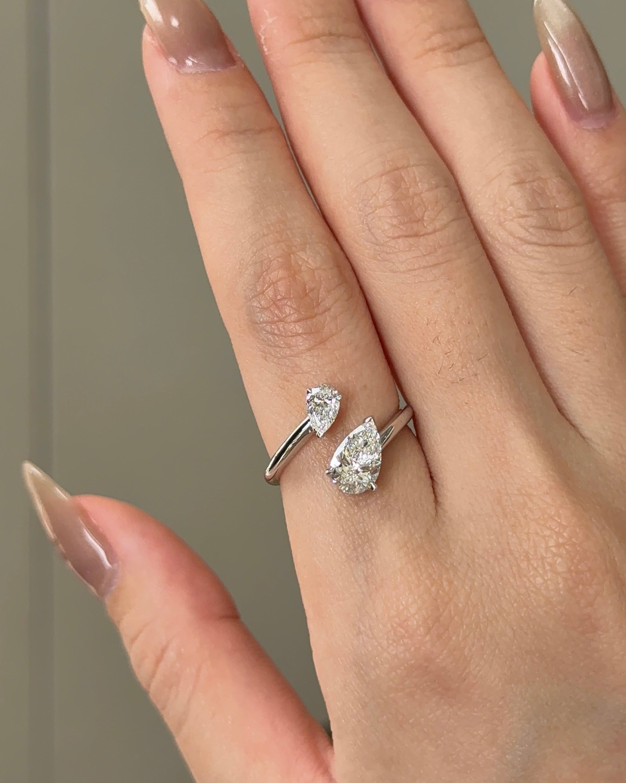 Pear cut Diamond Cuff Ring
