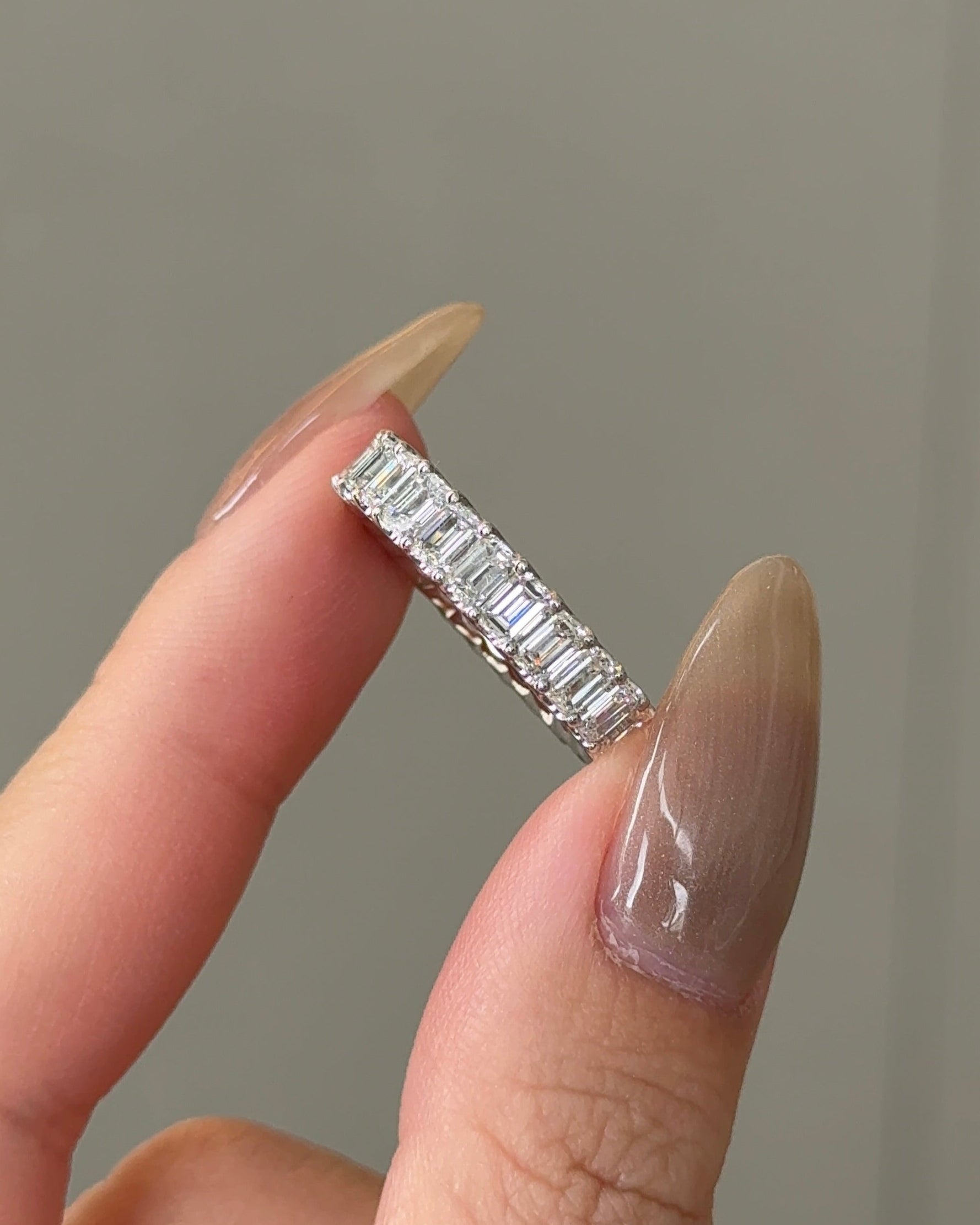 15 Pointer Emerald Cut Diamond Full Eternity Ring