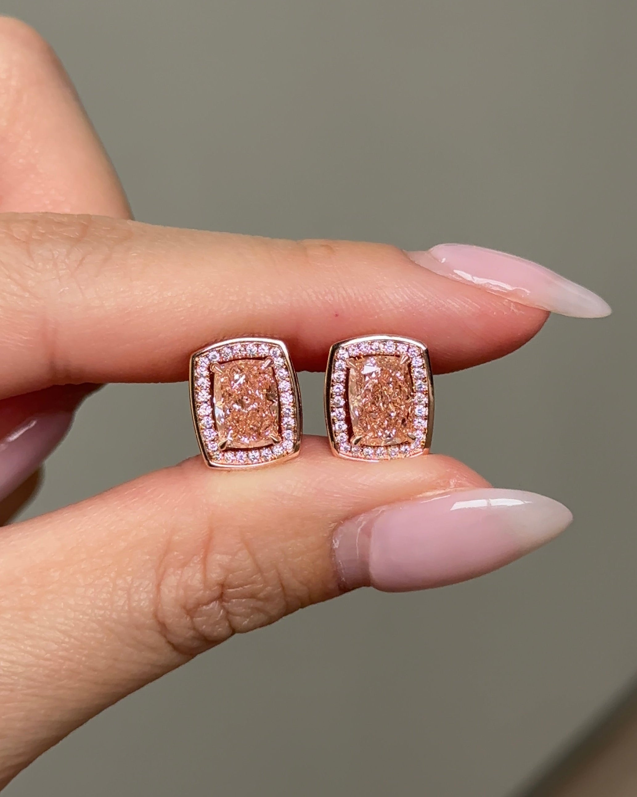The Reserve II 1.5 carats Fancy Vivid Pink Cushion Cut Diamond Jacket Stud Earrings