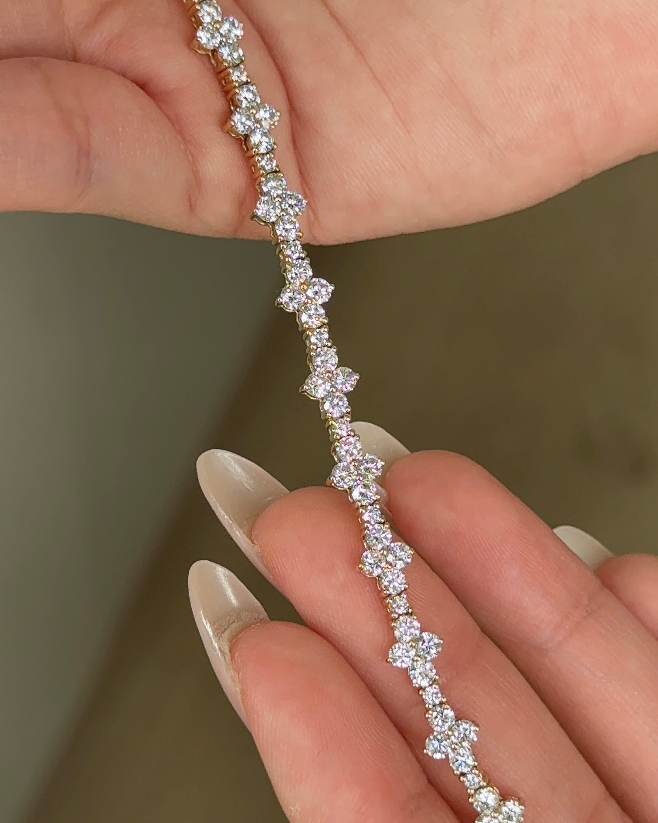 Floral Diamond Tennis Bracelet in Yellow Gold