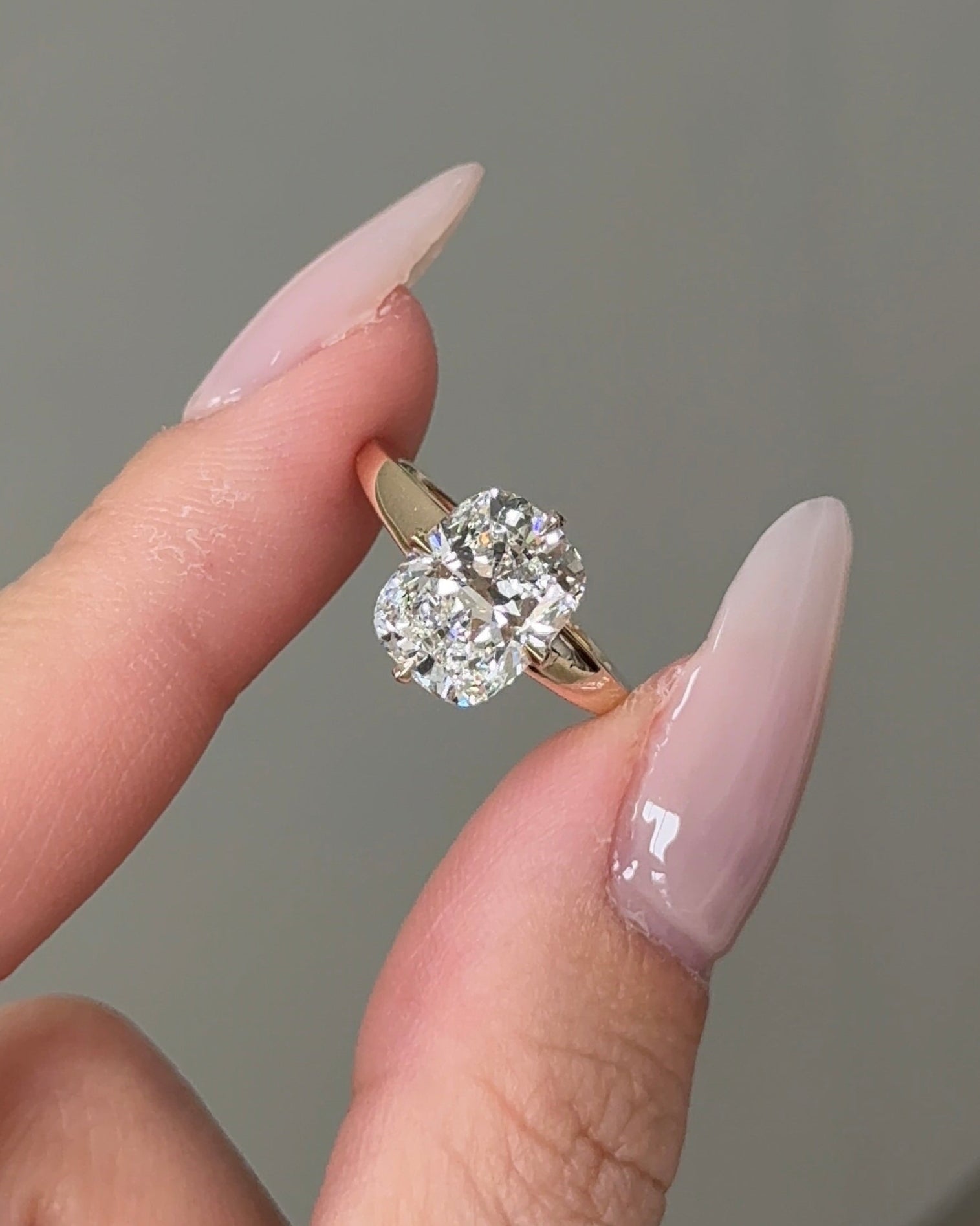 3.10 carats Cushion Cut Diamond Compass Cathedral with Hidden Halo Yellow Gold Ring