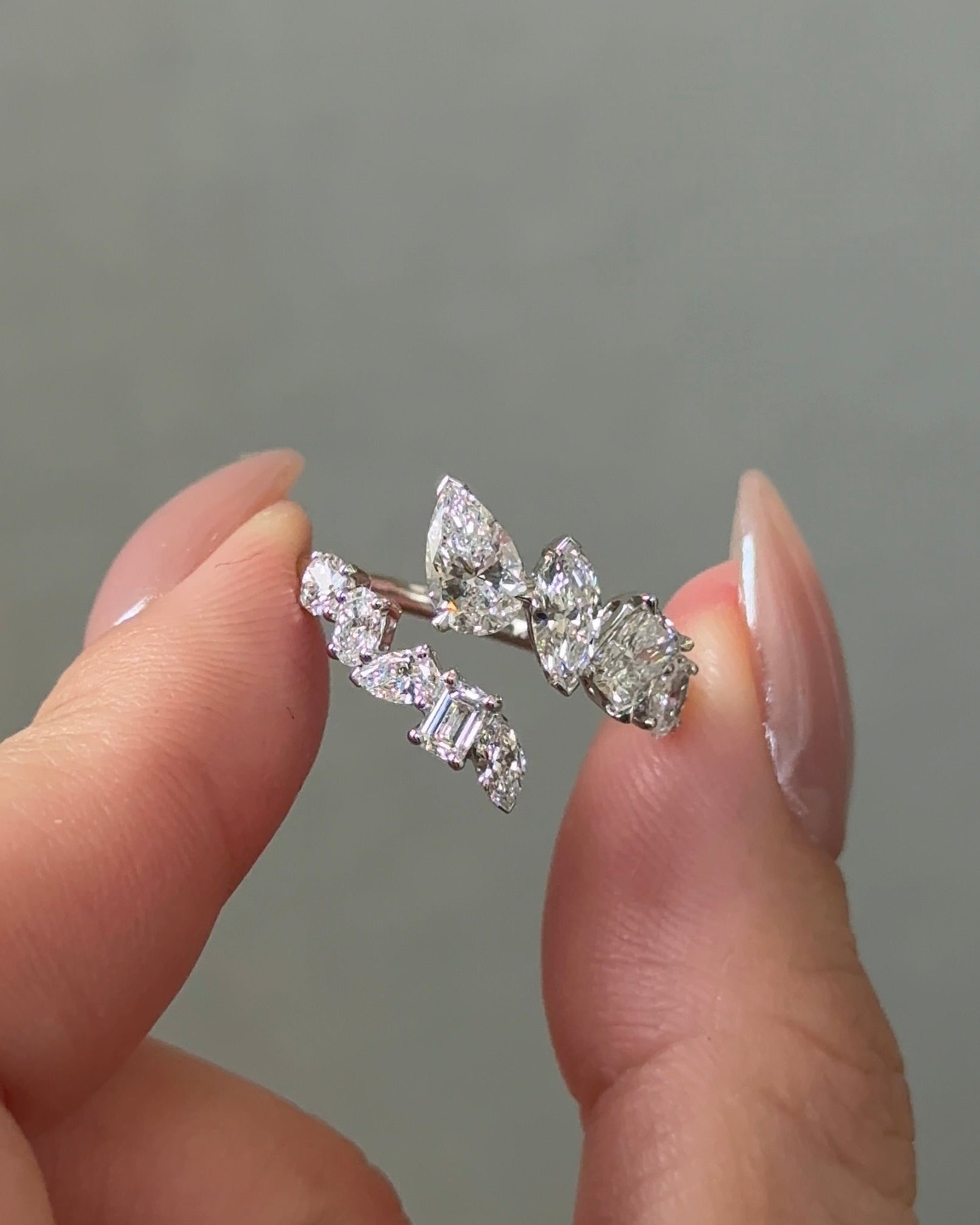 Celeste 50 Pointer and 15 Pointer Mixed Fancy Cut Diamond Open Ring