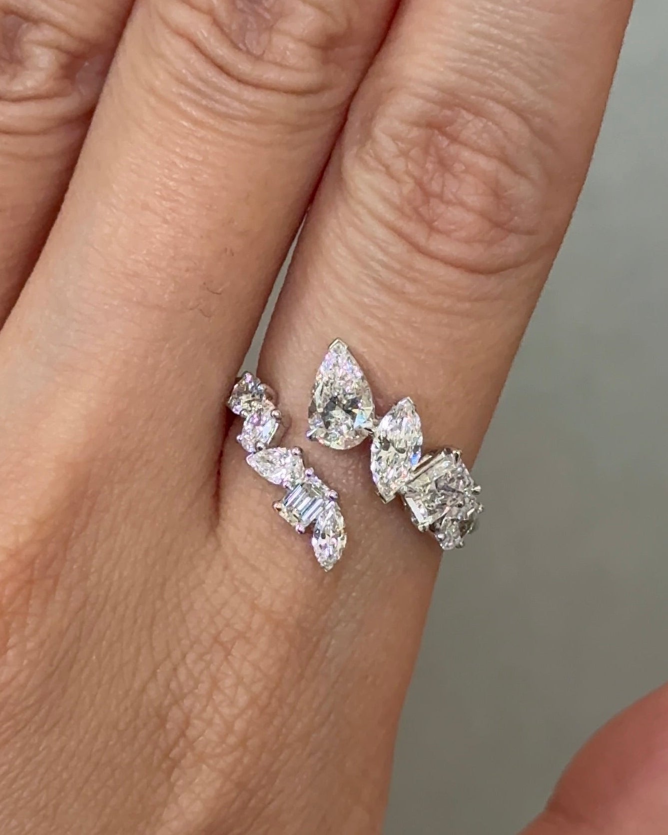Celeste 50 Pointer and 15 Pointer Mixed Fancy Cut Diamond Open Ring