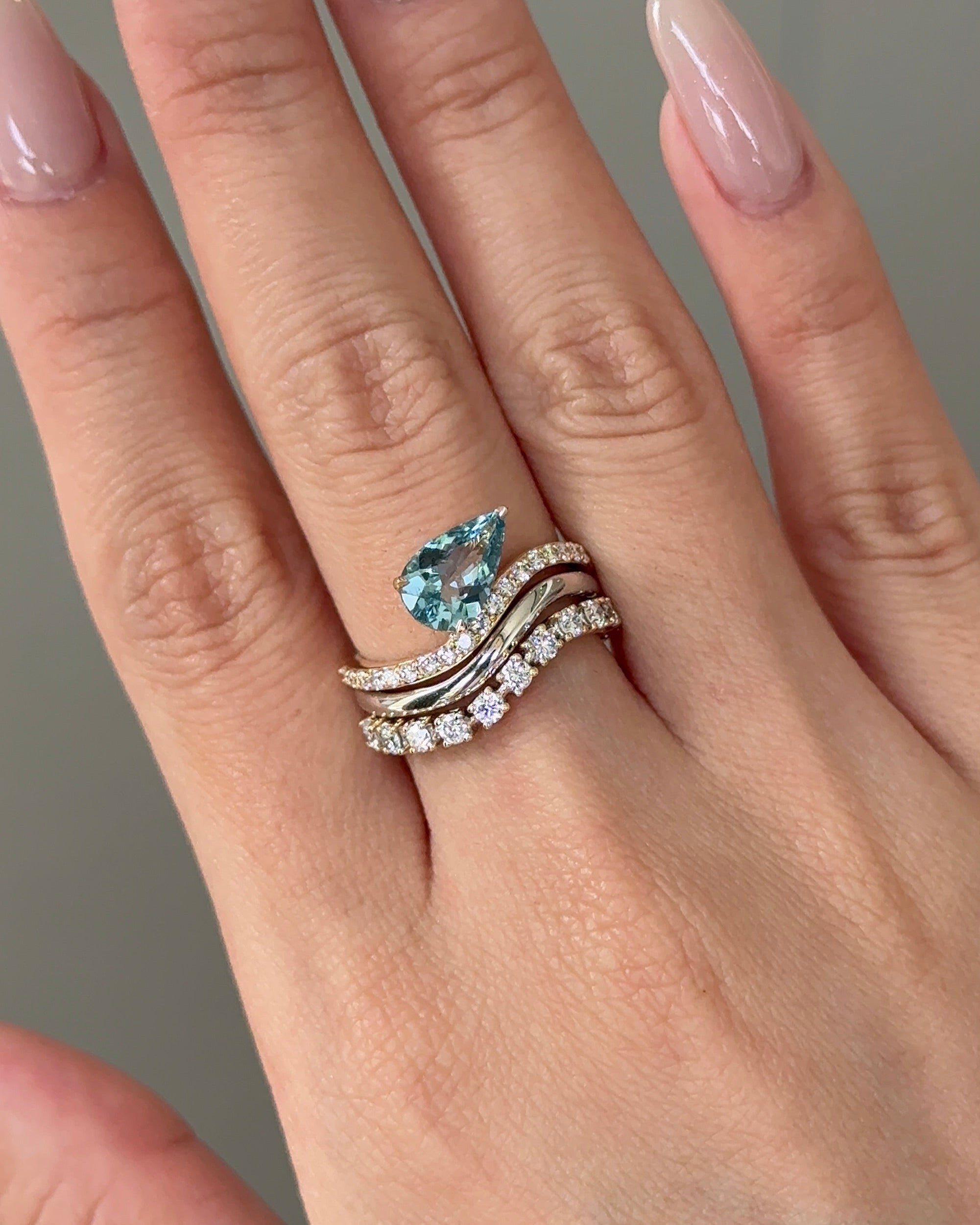 MALLORCA 1 carats Pear cut  Natural Santa Maria Aquamarine Ring