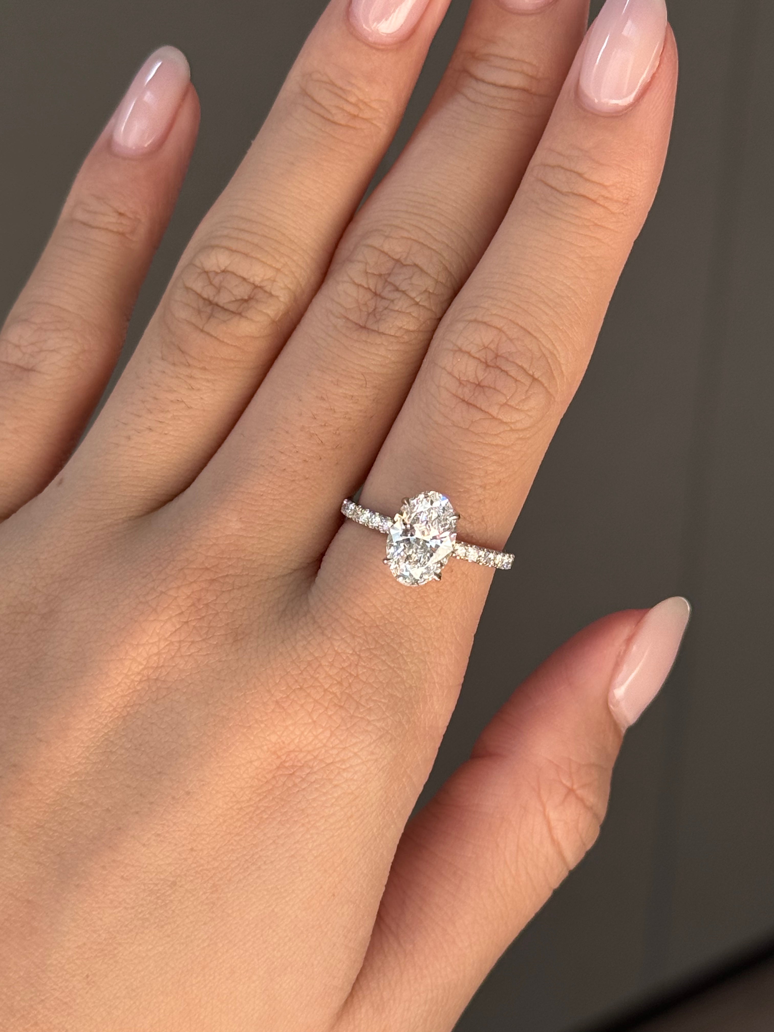 2 carats Oval Cut Diamond Micro Pave Ring