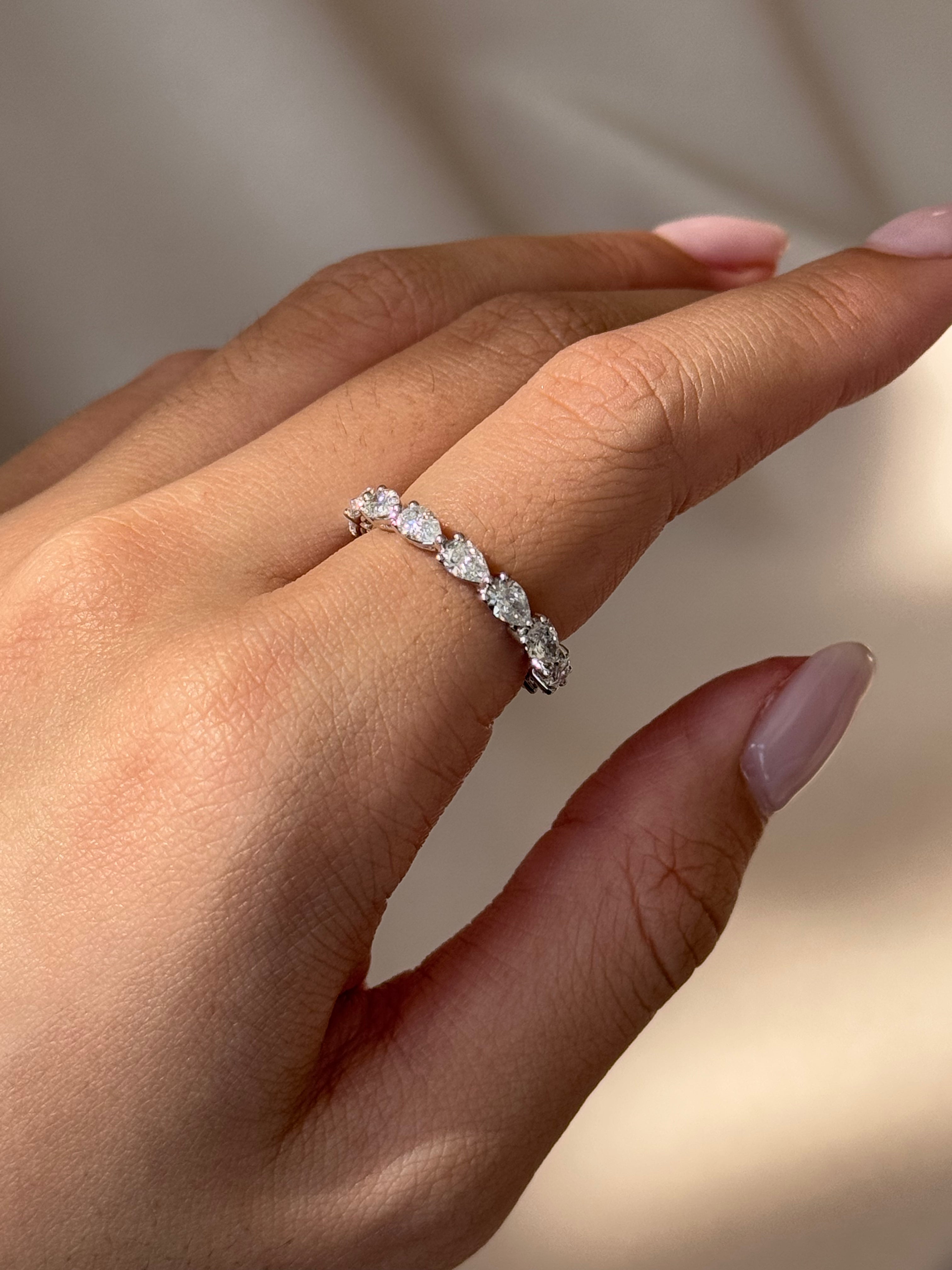 15 Pointer Pear Cut Diamond Full Eternity Ring