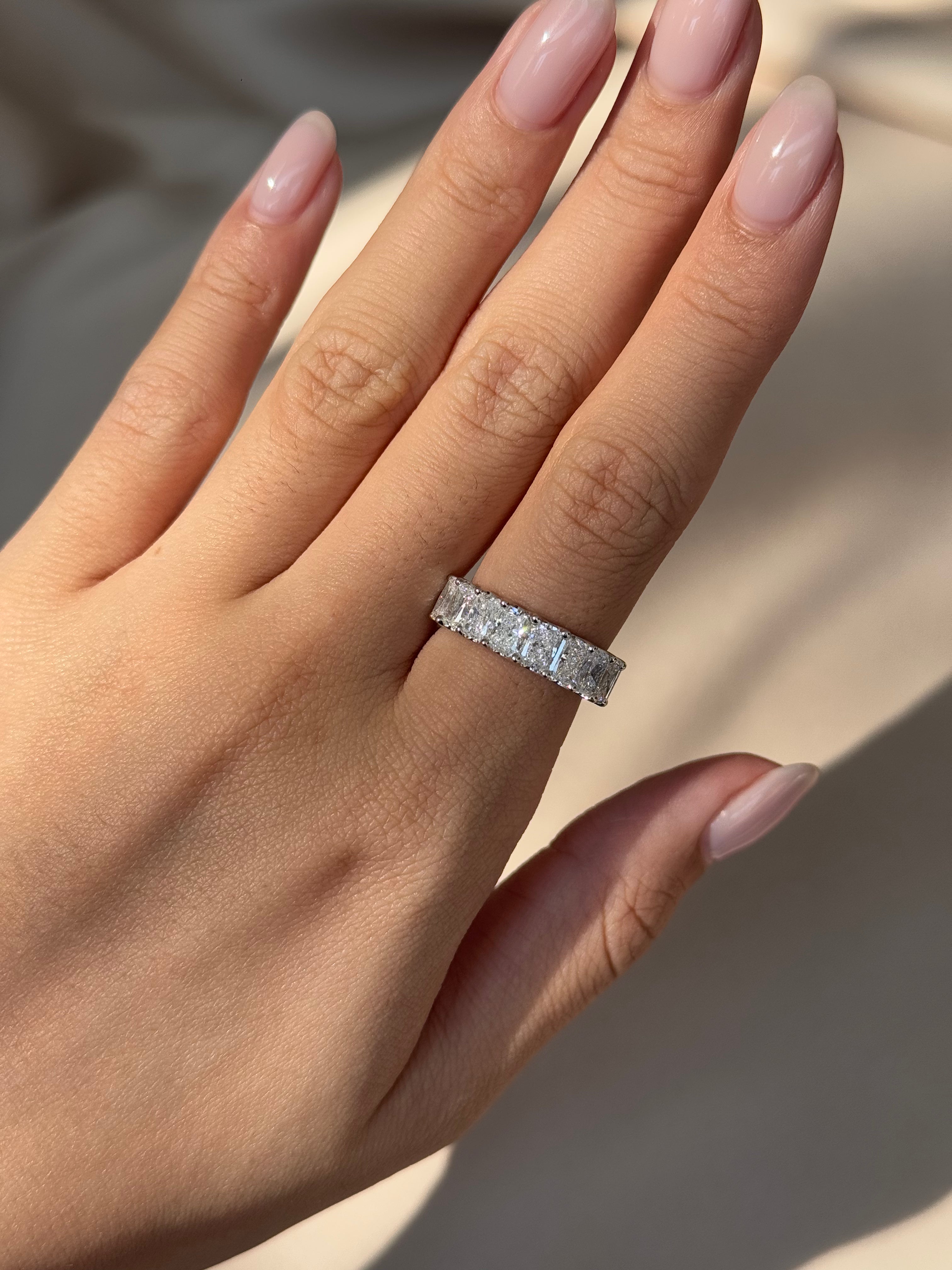30 Pointer Radiant Cut Diamond  Half Eternity Ring