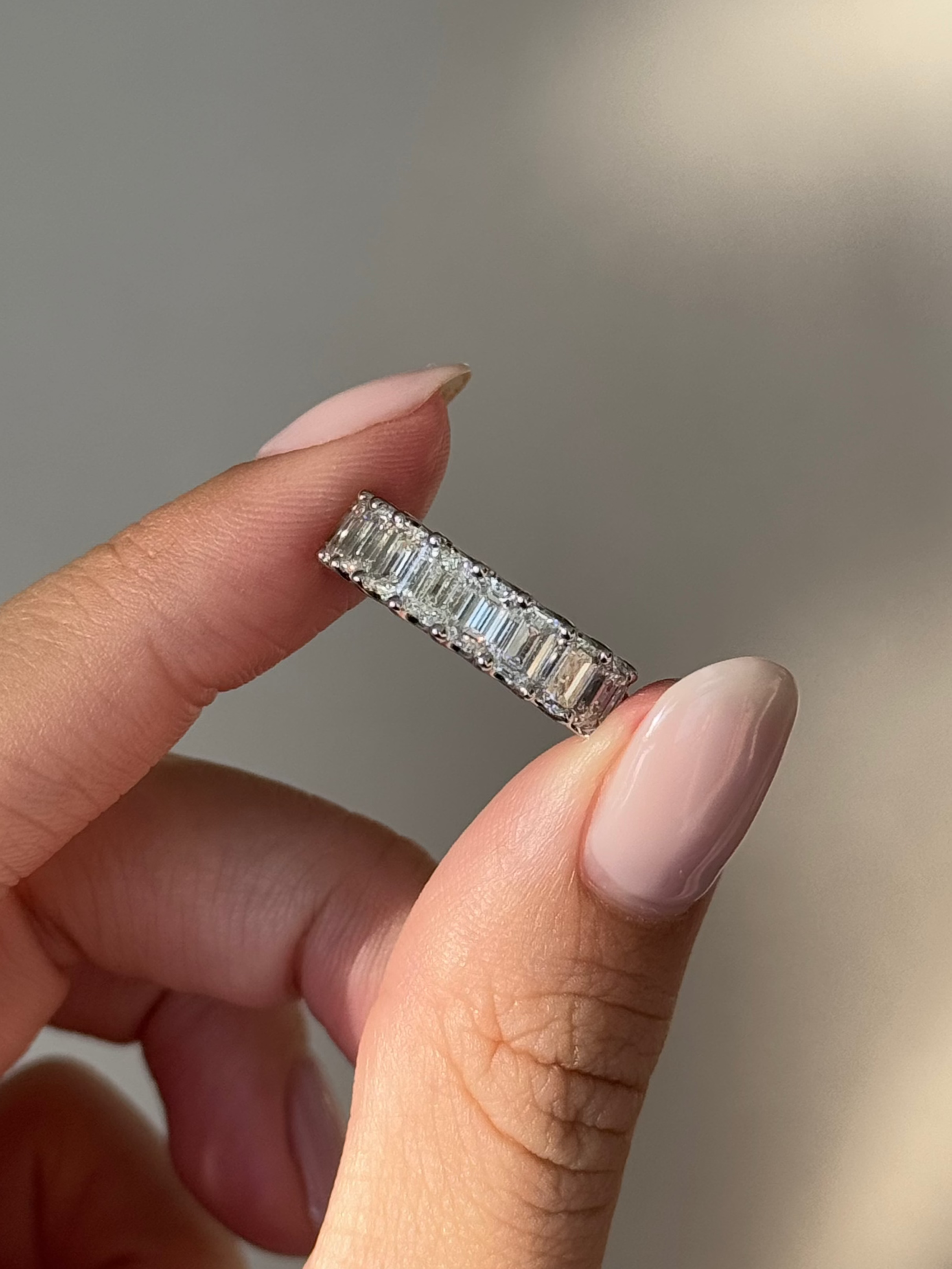 30 Pointer Emerald Cut Diamond Half Eternity Ring
