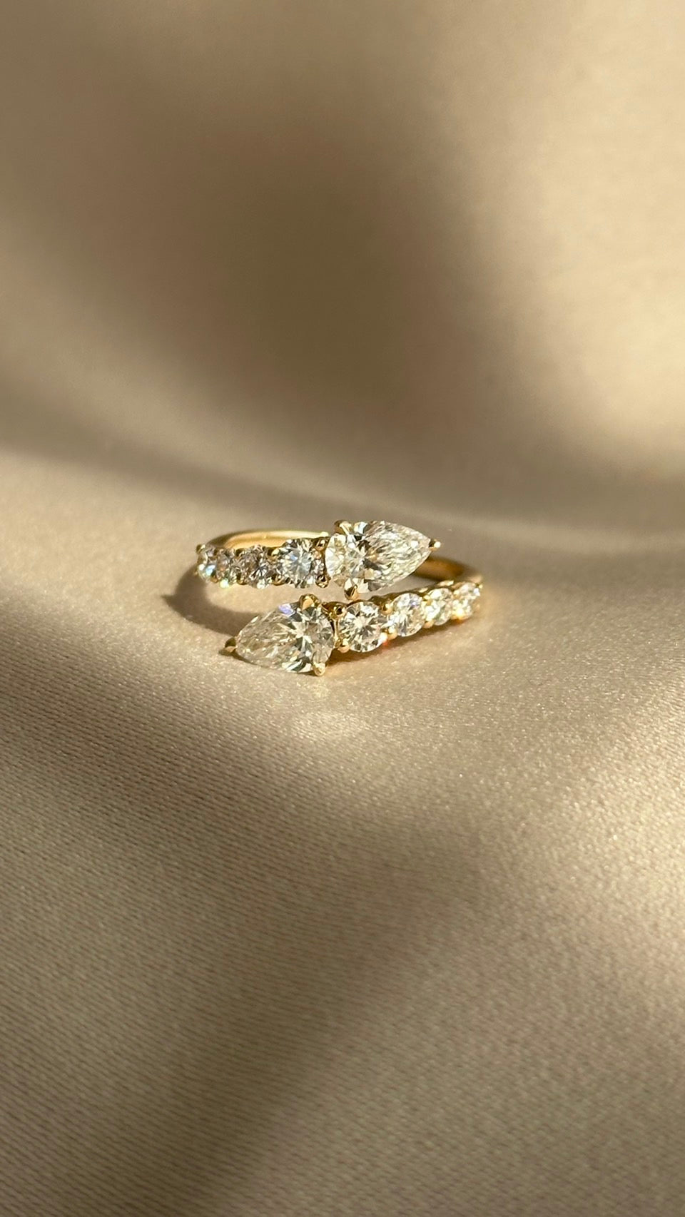 Fang of Fortune Pear cut Diamond Open Ring