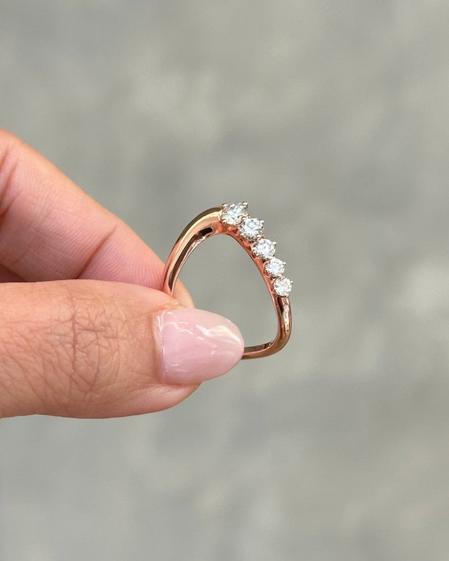 Greek Godness Luna Round Cut Diamond Curvy Ring