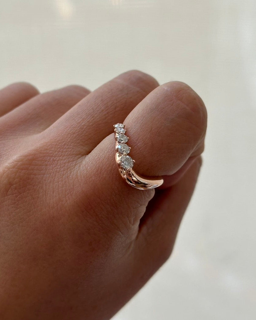 Greek Godness Luna Round Cut Diamond Curvy Ring