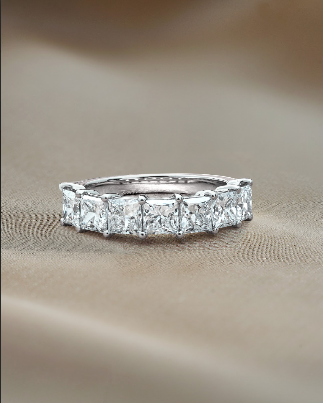 30 Pointer Princess Cut Diamond Half Eternity Ring