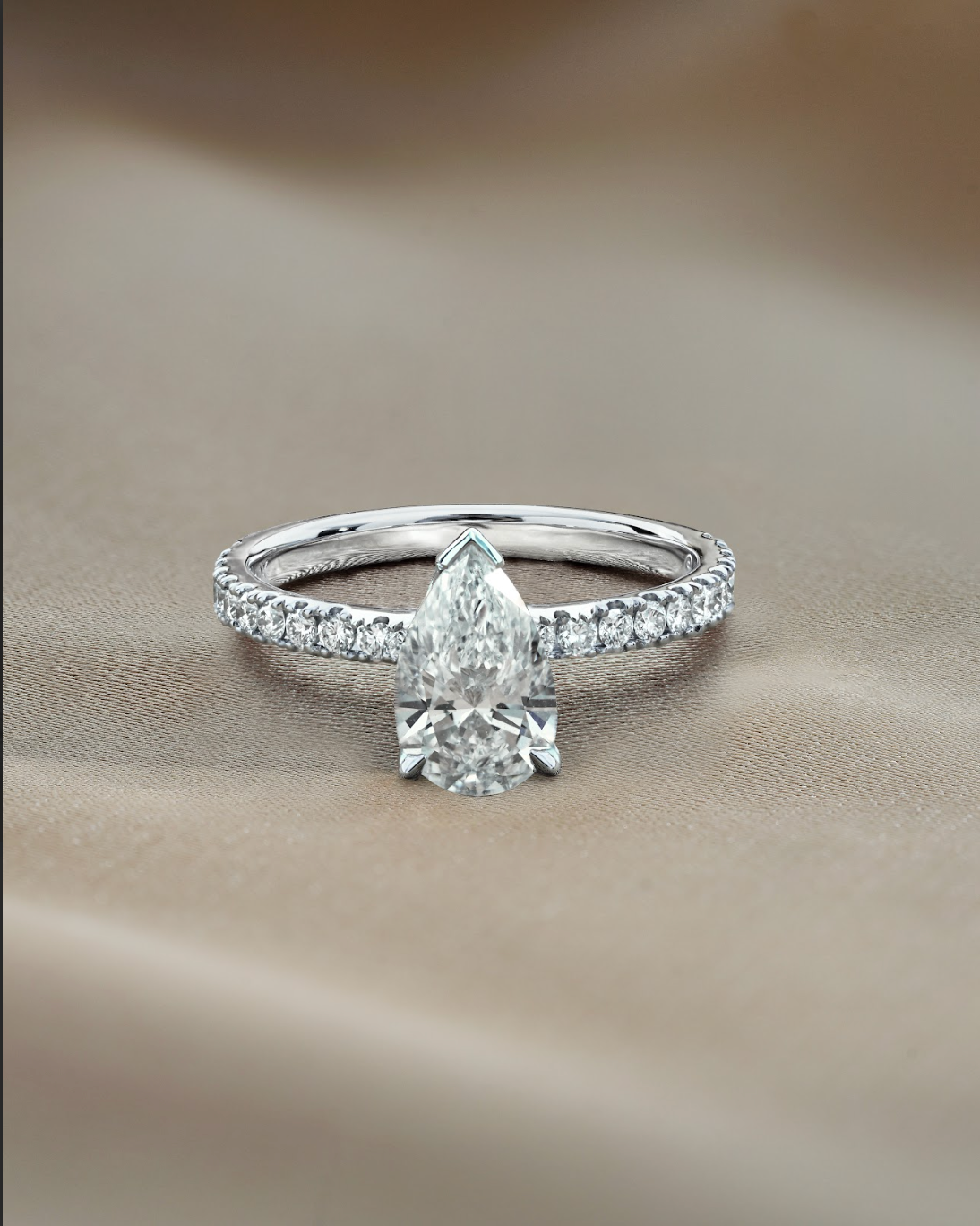 1 carats Pear Cut Diamond Micro Pave Ring