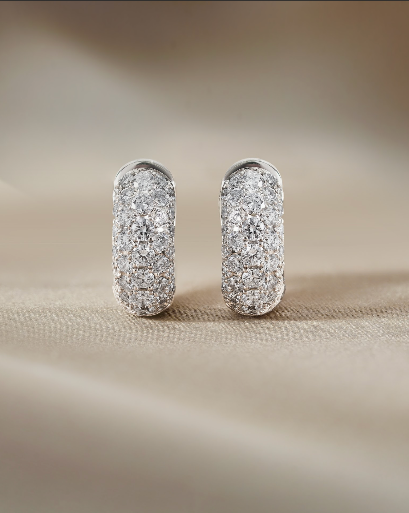 Round cut Pave Huggies Hoop Earring