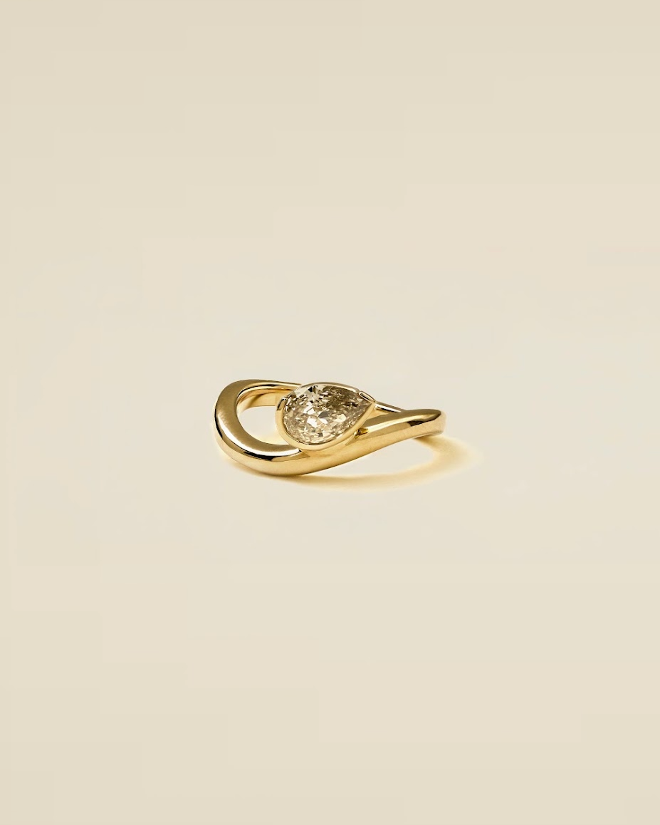 The Reserve 50 Pointer Champagne Pear Cut Diamond with Half Bezel Pinky Ring