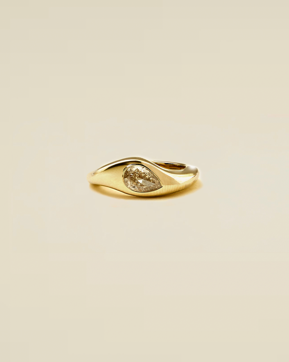 The Reserve 50 Pointer Champagne Pear Cut Diamond Chunky Curvy Pinky Ring