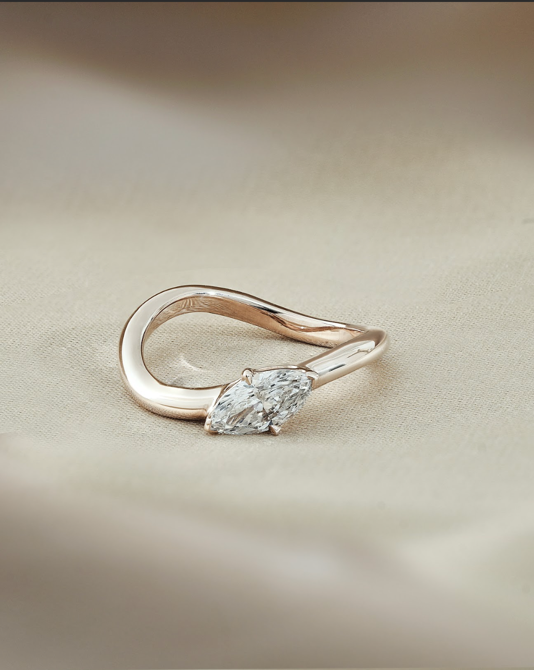 Half Carat Marquise Cut Diamond Curvy Ring