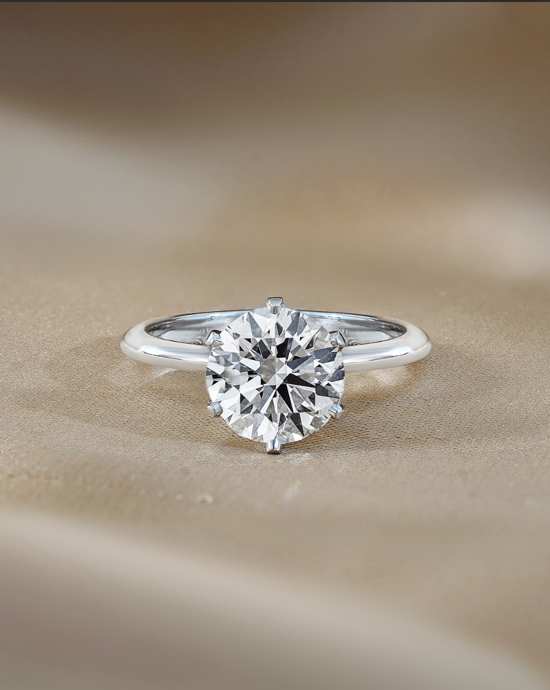 2 carats Round Cut Diamond Solitaire Ring with Knife Edge Band
