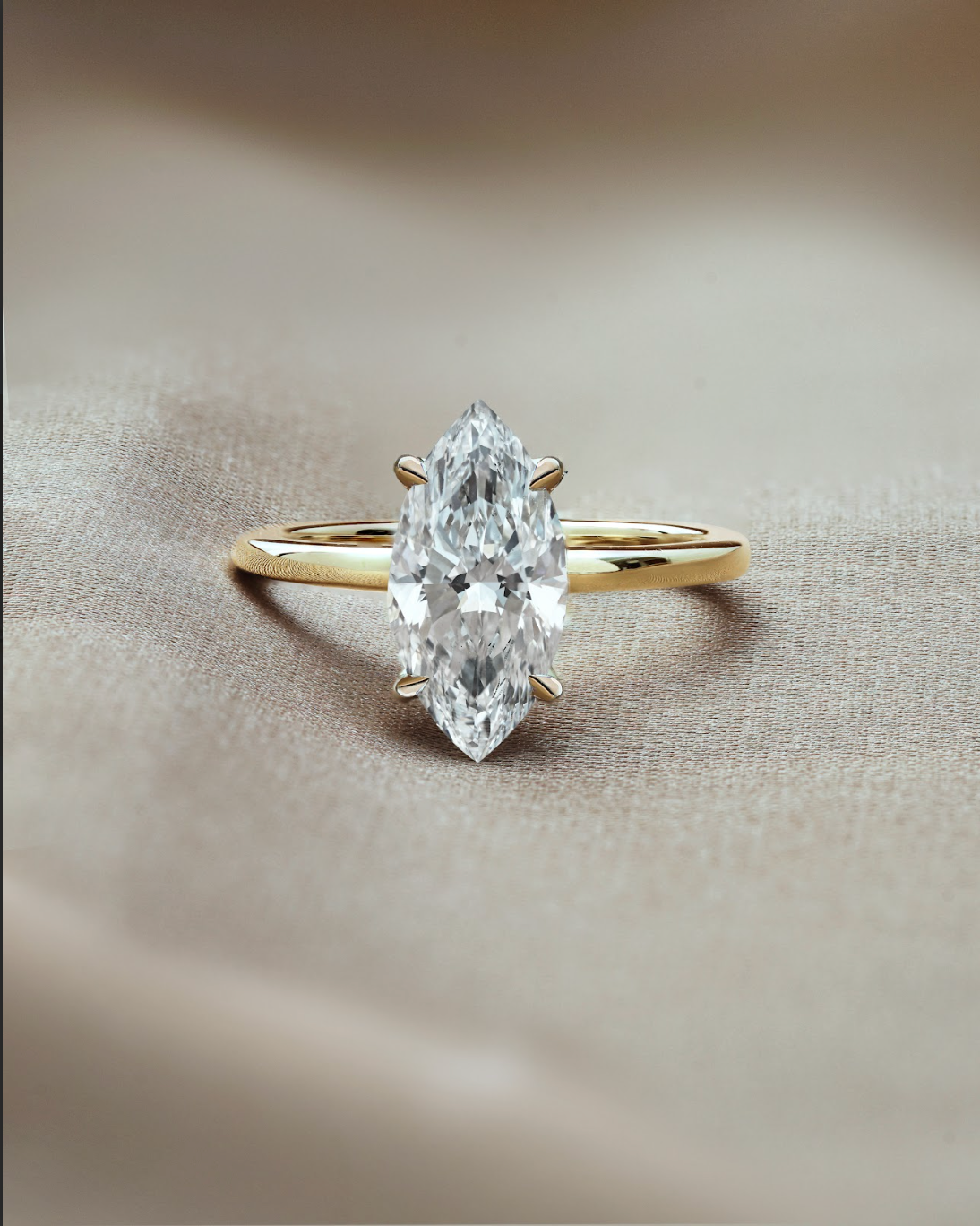 2 carats Marquise cut Solitaire with Hidden halo