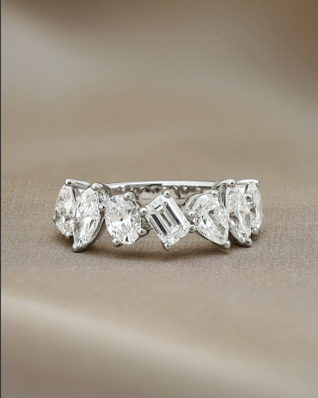 Mixed Fancy Cut Diamond Half Eternity Ring