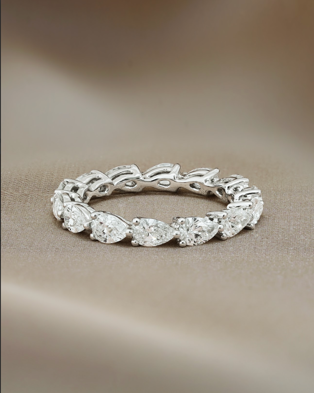 15 Pointer Pear Cut Diamond Full Eternity Ring