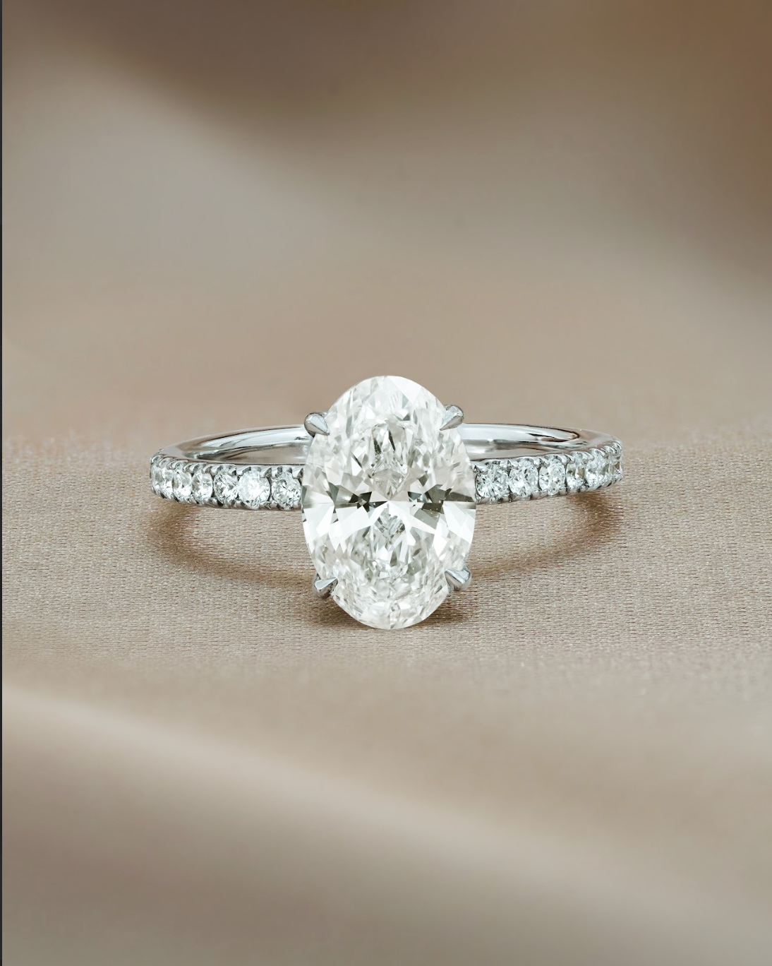 2 carats Oval Cut Diamond Micro Pave Ring
