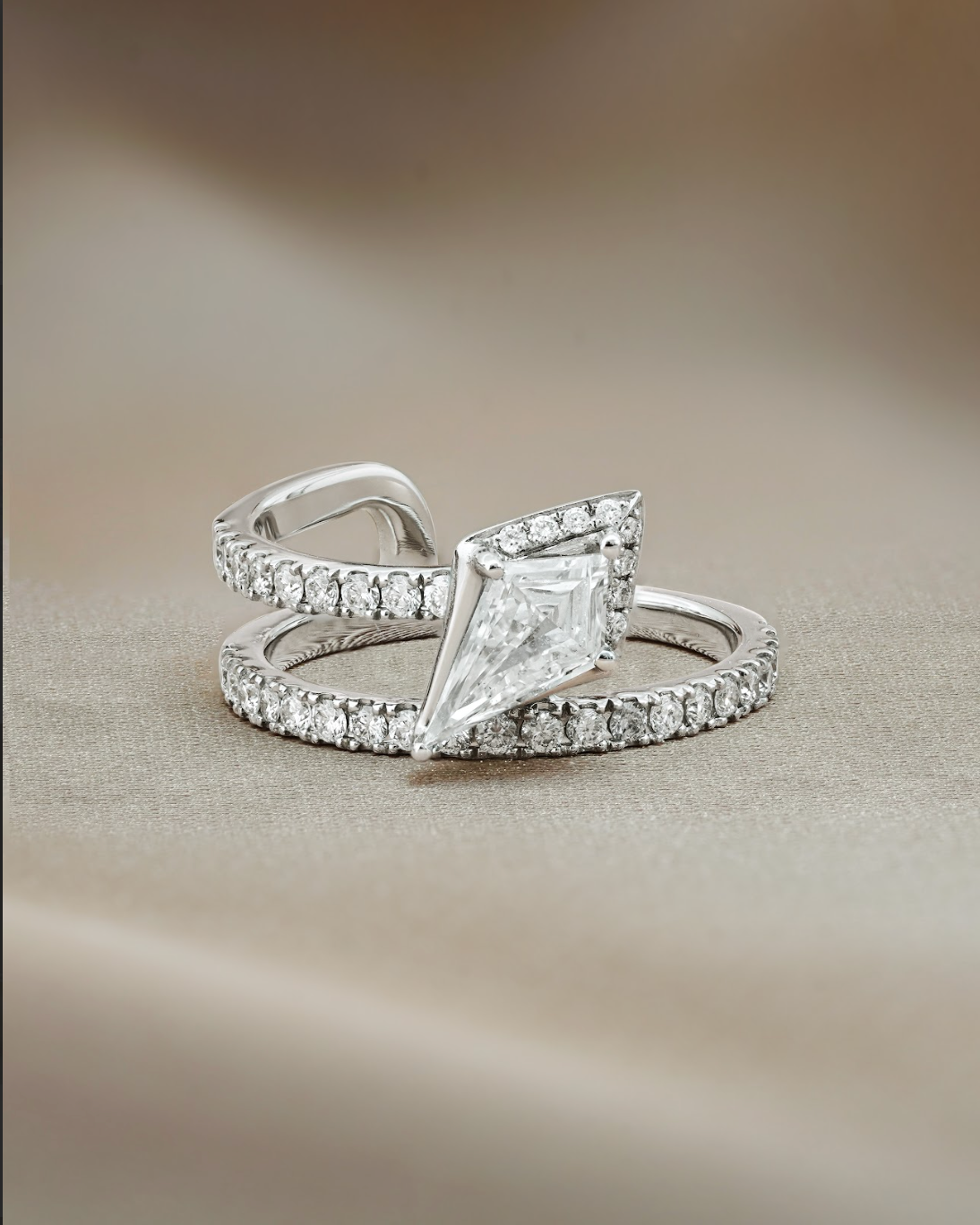 Kite Cut Diamond Open Ring